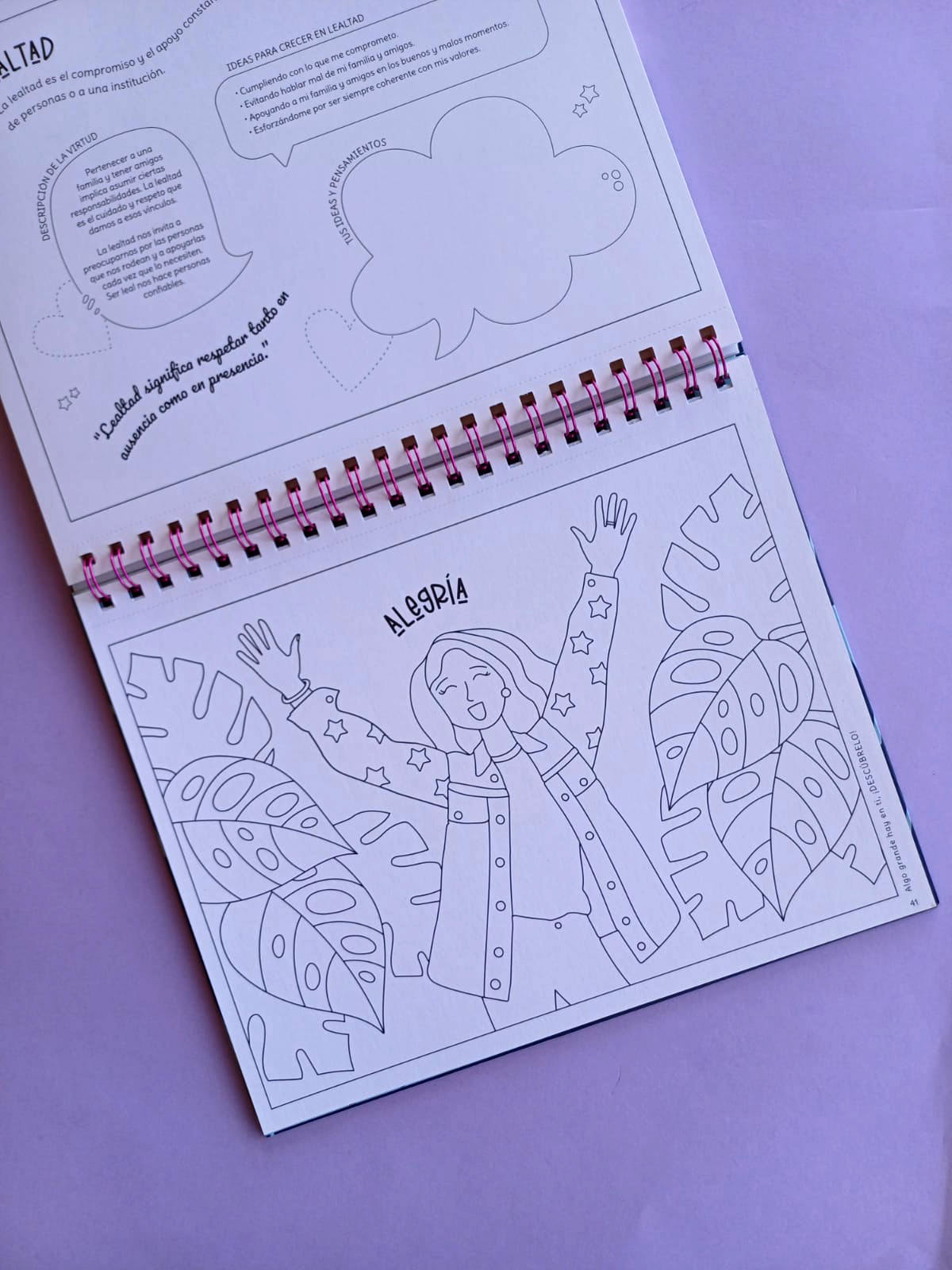 Libro de virtudes para pintar "Algo grande hay en ti ¡descúbrelo!"